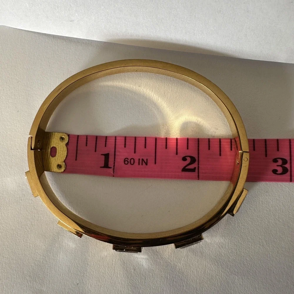 Baguette Crystal Gold Tone‎ Bangle Bracelet 7.5